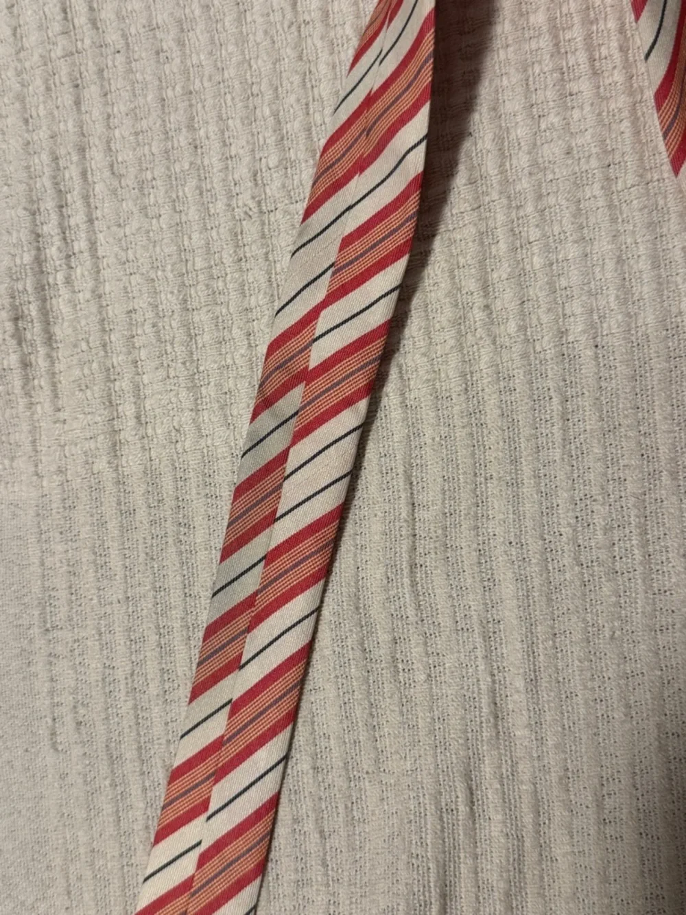 Vintage Christian Dior Monsieur Tie - Cream Coral Salmon Stripe Made France